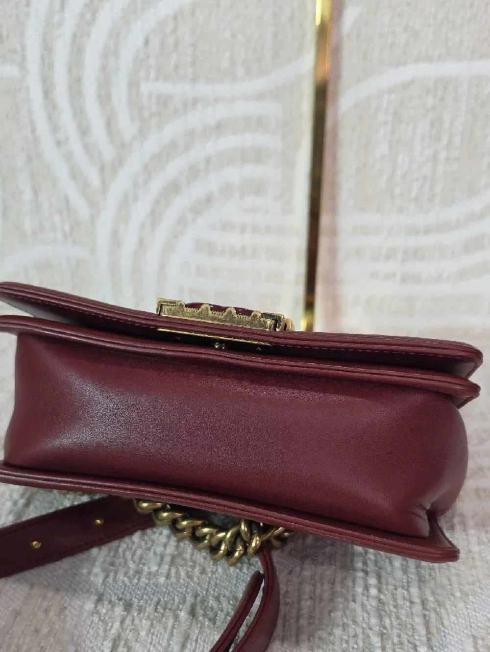 Chanel Boy Quilted Top-Handle Shoulder Bag in Deep Burgundy Small